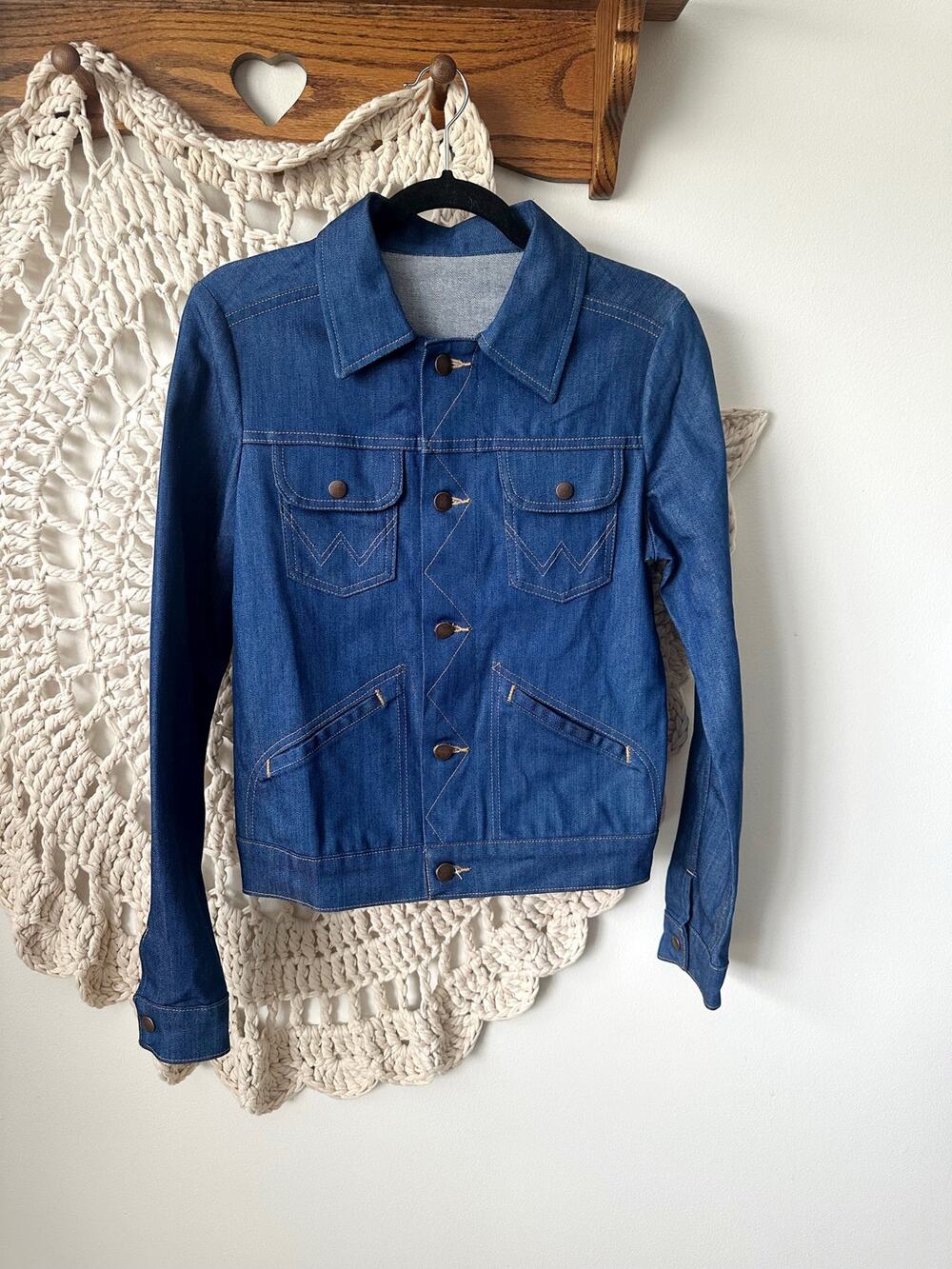 Wrangler 1970s Vintage No Fault Denim Dark Wash Jacket Size Medium